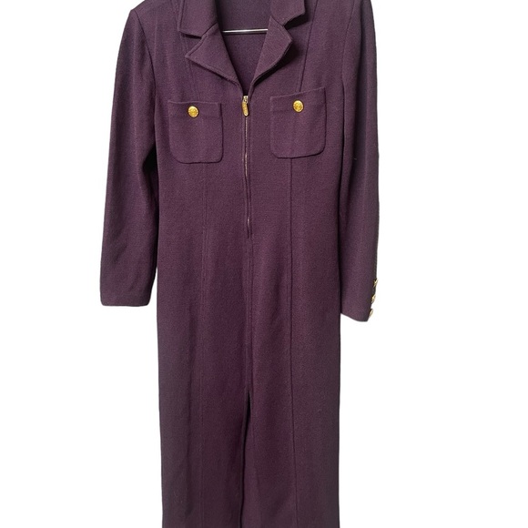 St. John collection PURPLE Dress
Gown Gold Buttons Santana Knit
Long Sleeve 4 - Picture 8 of 16